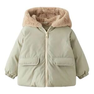 Zara Kids Light Beige Winter Puffer Jacket Size 4-5